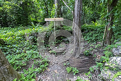 A forgotten cable reel is adapted by nature, Cuba Stock Photo