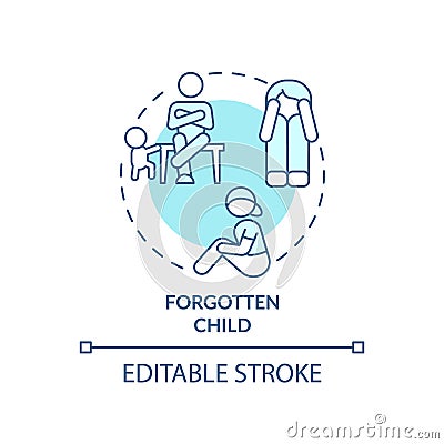 Forgotten child turquoise concept icon Vector Illustration