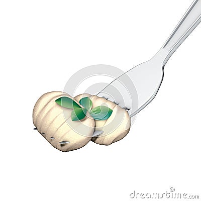 Fork with dumpling Stock Photo