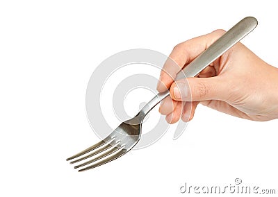 Fork in hand Stock Photo