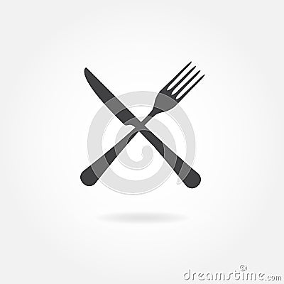 Fork and knife crossed icon. Vector illustration in flat style. Vector Illustration