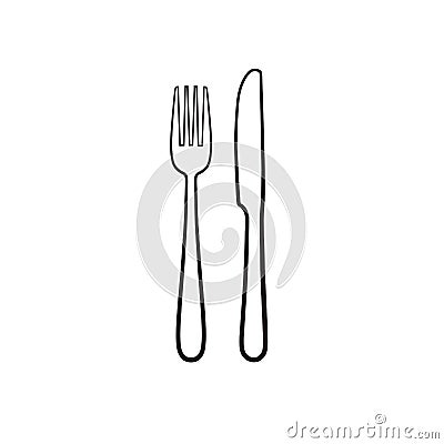 Fork and knife icon like silhouette isolated on white Vector Illustration