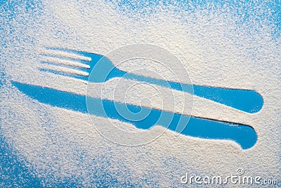 The fork and knife imprint Stock Photo