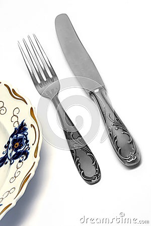 Fork and knife isolated Stock Photo