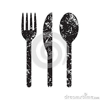 Fork knife and spoon icon logo. Simple flat shape restaurant or cafe place sign. Kitchen and diner menu symbol. Vector Illustration