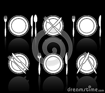 Fork, knife and spoon icons Vector Illustration