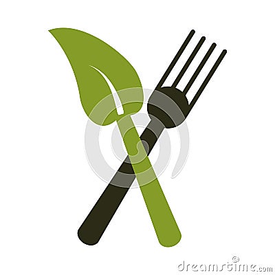 Fork leave healthy food symbol Vector Illustration