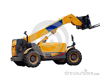 Fork Lift Truck Isolated on White Stock Photo