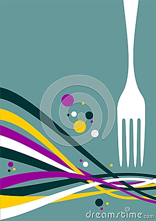 Fork with multicolored waves background Vector Illustration