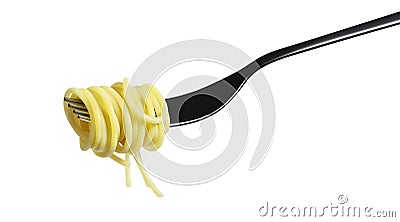 Fork pasta spaghetti isolated on white Stock Photo