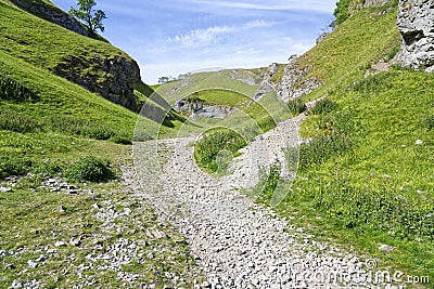 Fork in the path through Cave Dale Stock Photo