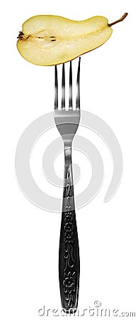 Fork pear half Stock Photo