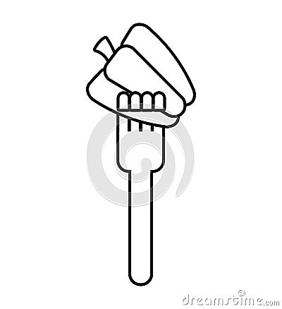 fork with peppers fresh vegetable isolated icon Cartoon Illustration