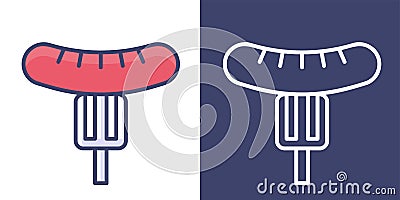 fork pricked hot dogs icon Filled Line and Outline for your website design icon logo app. Vector Premium Ilustration Vector Illustration