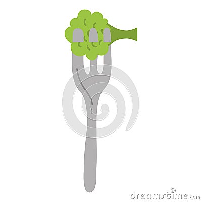 Fork with resh vegetable isolated icon Vector Illustration