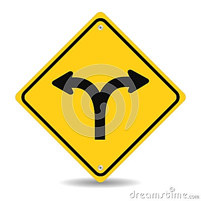 Fork in the road sign Vector Illustration