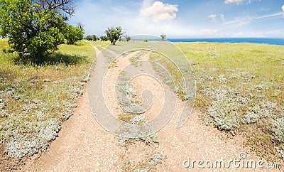 fork roads Stock Photo