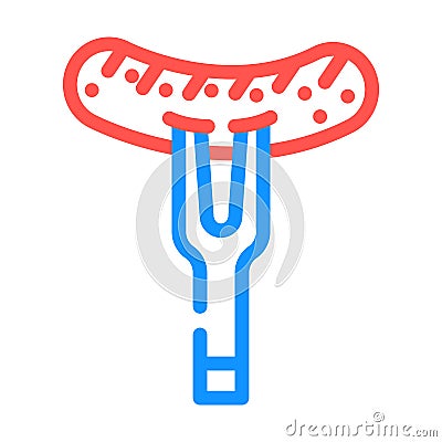 fork sausage meat color icon vector illustration Cartoon Illustration