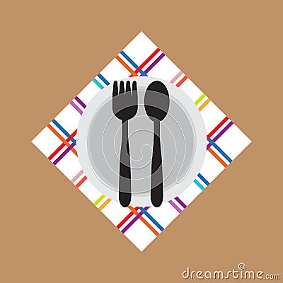 Fork Spoon bowl icon flat style. Vector. Illustration. Vector Illustration