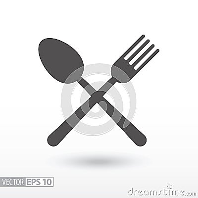 Fork and spoon - flat icon. Sign Food Vector Illustration