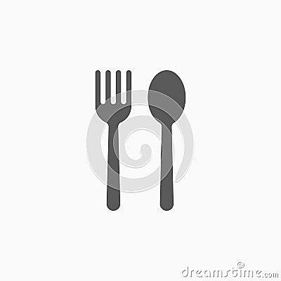 Fork and spoon icon, kitchenware, cooking, eat Vector Illustration