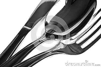 Fork, spoon and knife Stock Photo