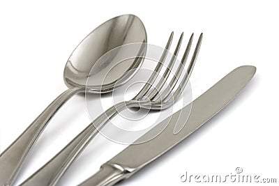 Fork, spoon and knife Stock Photo