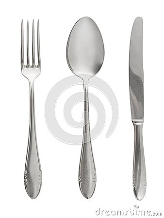 Fork, spoon and knife Stock Photo