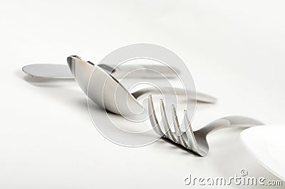 Fork, spoon and knife Stock Photo