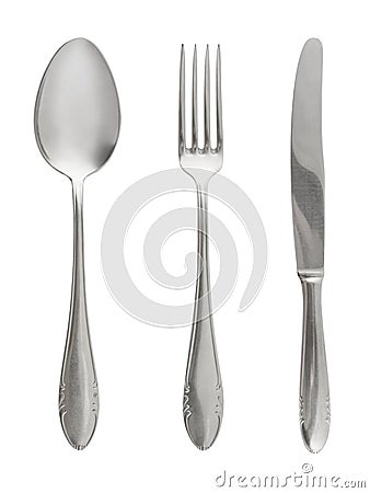 Fork, spoon and knife Stock Photo