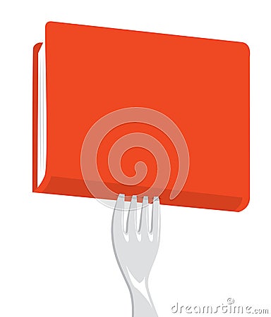 Fork stabbing a red book to devour Vector Illustration