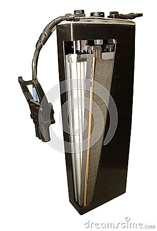 Battery from forklift cutout cell open Stock Photo