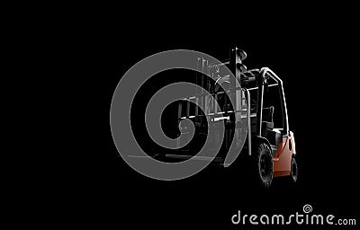 Forklift on a black background Cartoon Illustration