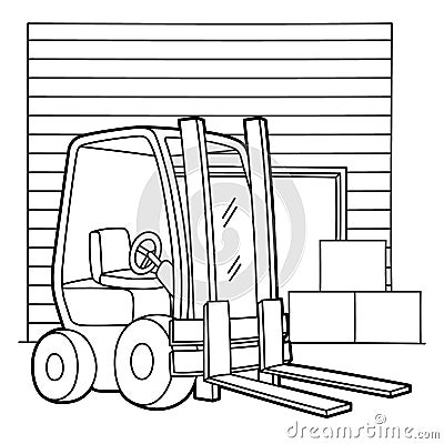 Forklift Coloring Page Stock Photo