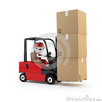 Forklift driver with the cargo Stock Photo