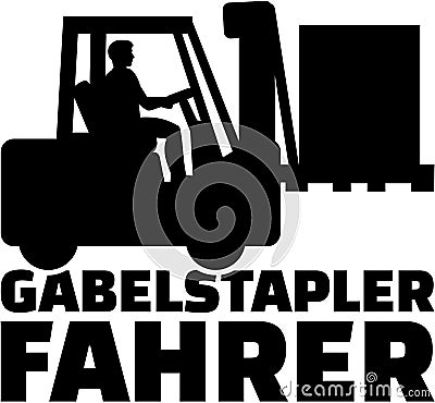 Forklift driver with german job title Vector Illustration