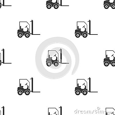 Forklift icon in black style isolated on white background. Logistic pattern stock vector illustration. Vector Illustration