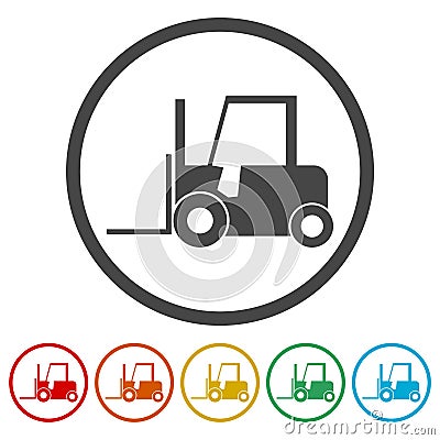 Forklift icon, Forklift truck silhouette, 6 Colors Included Vector Illustration