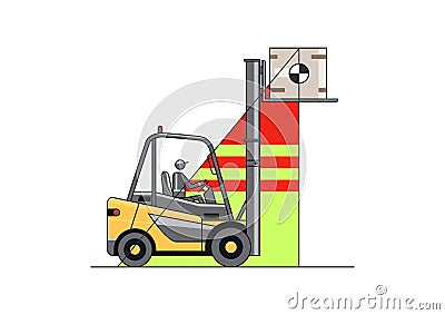 Forklift instability with a raised load. Vector Illustration