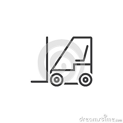 forklift line icon, lift truck outline logo illustration, Cartoon Illustration