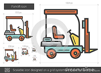 Forklift line icon. Vector Illustration