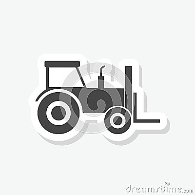 Forklift machine sticker icon isolated on white background Vector Illustration