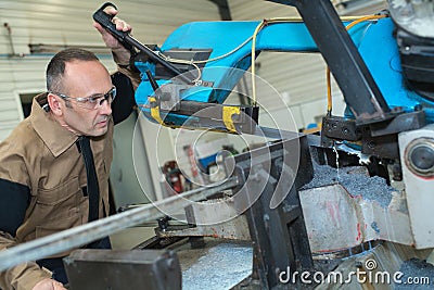 Forklift repairing lifting system Stock Photo