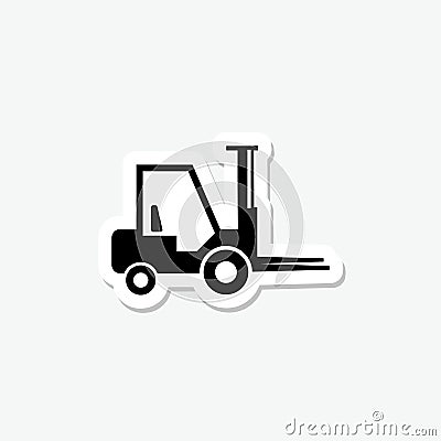 Forklift solid sticker icon isolated on gray background Vector Illustration