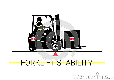 Forklift stability. Vector Illustration