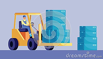 Forklift Truck Operator Vector Illustration