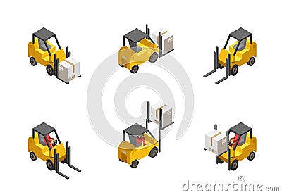 Forklift Truck Set Vector Illustration