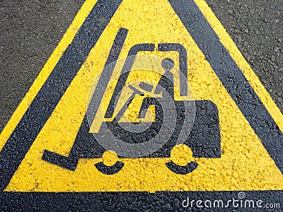 Forklift truck sign on the asphalt Stock Photo