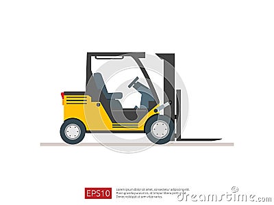 Forklift truck vector illustration. warehouse fork loader icon template. delivery truck symbol for supply storage service, logisti Vector Illustration