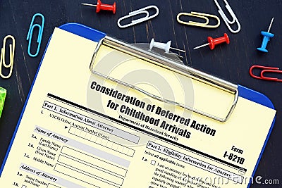 Form I-821D Consideration of Deferred Action for Childhood Arrivals Stock Photo